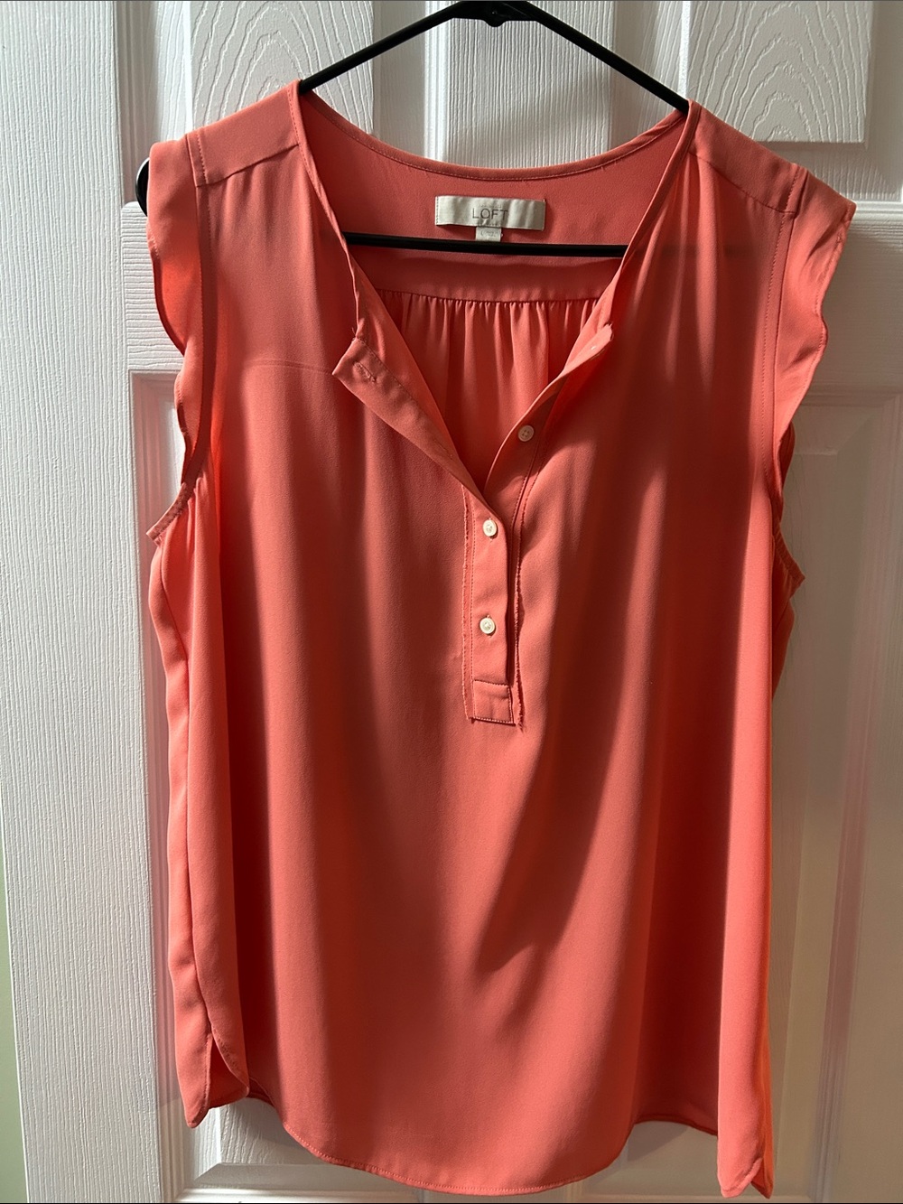 Loft Sleeveless Coral Button-Front Women's Top, large